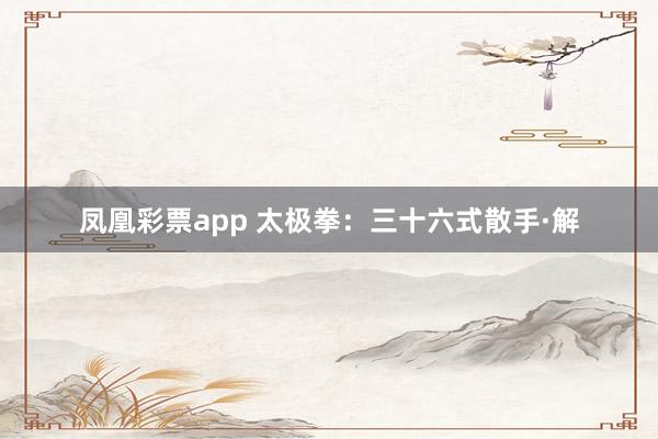 凤凰彩票app 太极拳：三十六式散手·解