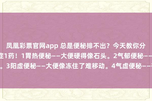 凤凰彩票官网app 总是便秘排不出？今天教你分清便秘的5种类型，1症1药！1胃热便秘——大便硬得像石头。2气郁便秘——排便像堵了个塞子。3阳虚便秘——大便像冻住了难移动。4气虚便秘——有便意却没力气排。5血虚便秘 ——大便干得带