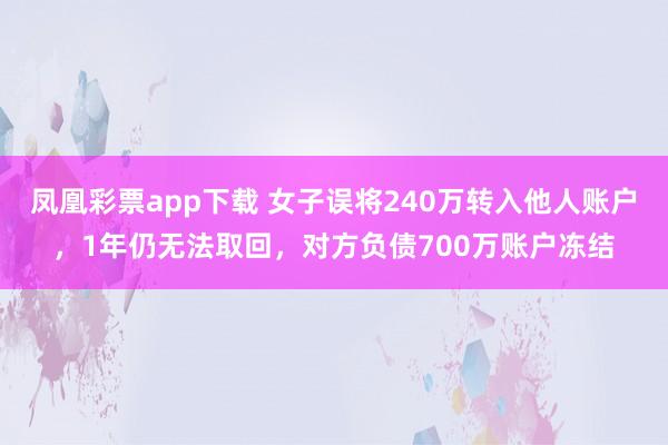 凤凰彩票app下载 女子误将240万转入他人账户，1年仍无法取回，对方负债700万账户冻结