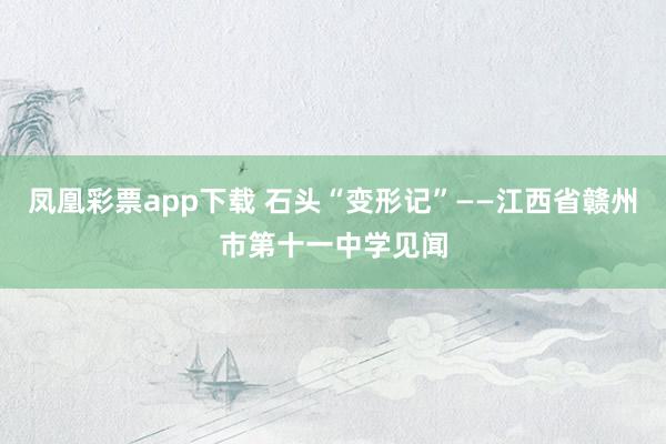 凤凰彩票app下载 石头“变形记”——江西省赣州市第十一中学见闻