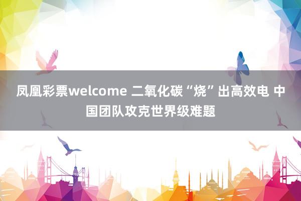 凤凰彩票welcome 二氧化碳“烧”出高效电 中国团队攻克世界级难题