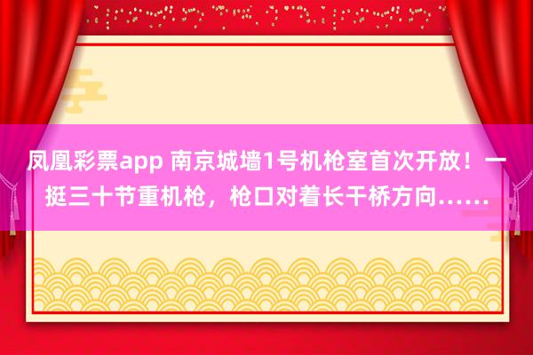 凤凰彩票app 南京城墙1号机枪室首次开放！一挺三十节重机枪，枪口对着长干桥方向……