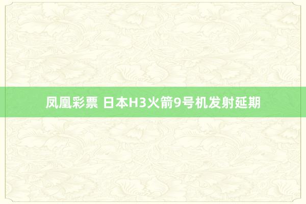 凤凰彩票 日本H3火箭9号机发射延期