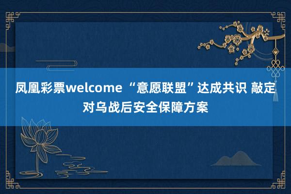 凤凰彩票welcome “意愿联盟”达成共识 敲定对乌战后安全保障方案