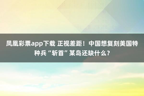 凤凰彩票app下载 正视差距！中国想复刻美国特种兵“斩首”某岛还缺什么？