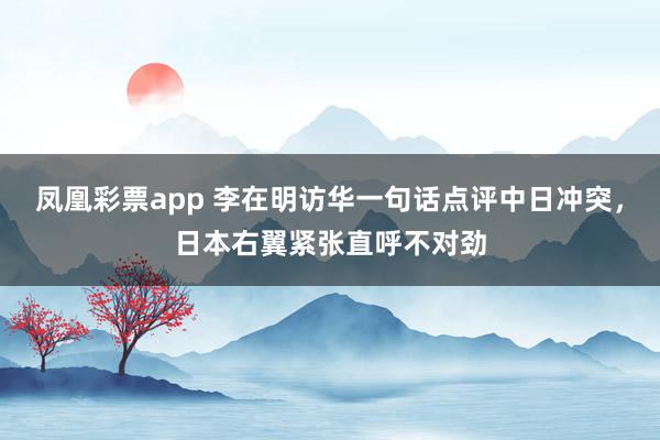 凤凰彩票app 李在明访华一句话点评中日冲突，日本右翼紧张直呼不对劲