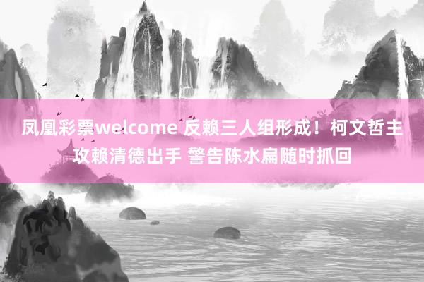 凤凰彩票welcome 反赖三人组形成！柯文哲主攻赖清德出手 警告陈水扁随时抓回