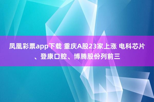凤凰彩票app下载 重庆A股23家上涨 电科芯片、登康口腔、博腾股份列前三