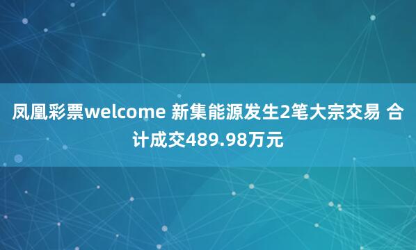 凤凰彩票welcome 新集能源发生2笔大宗交易 合计成交489.98万元