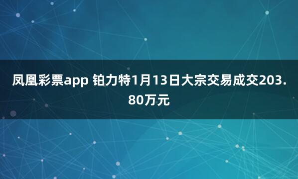 凤凰彩票app 铂力特1月13日大宗交易成交203.80万元