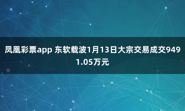 凤凰彩票app 东软载波1月13日大宗交易成交9491.05万元