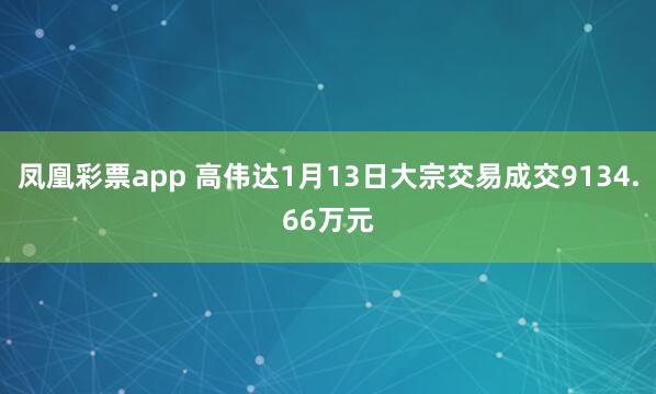 凤凰彩票app 高伟达1月13日大宗交易成交9134.66万元