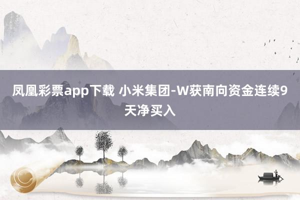 凤凰彩票app下载 小米集团-W获南向资金连续9天净买入