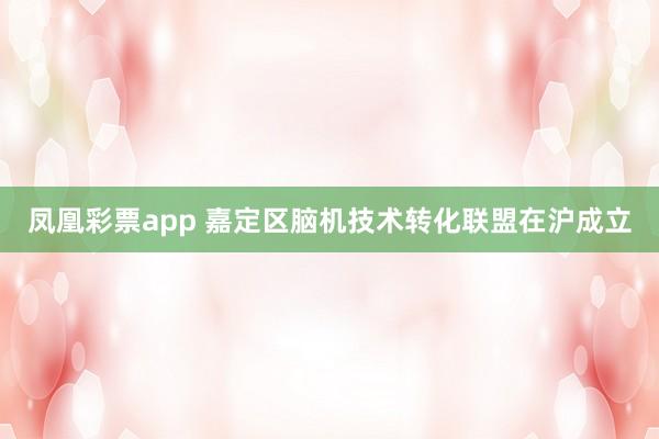 凤凰彩票app 嘉定区脑机技术转化联盟在沪成立