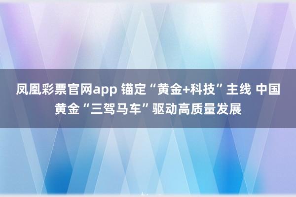 凤凰彩票官网app 锚定“黄金+科技”主线 中国黄金“三驾马车”驱动高质量发展