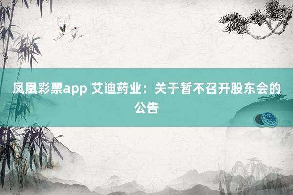 凤凰彩票app 艾迪药业：关于暂不召开股东会的公告