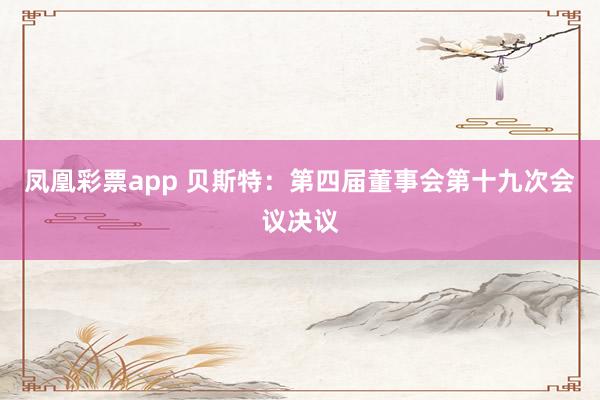 凤凰彩票app 贝斯特：第四届董事会第十九次会议决议