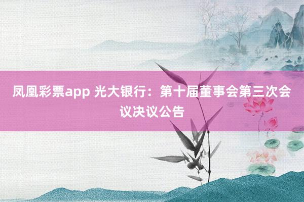凤凰彩票app 光大银行：第十届董事会第三次会议决议公告