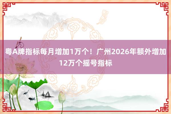 粤A牌指标每月增加1万个！广州2026年额外增加12万个摇号指标