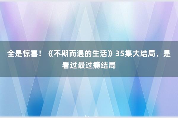 全是惊喜！《不期而遇的生活》35集大结局，是看过最过瘾结局