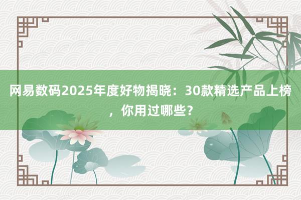 网易数码2025年度好物揭晓：30款精选产品上榜，你用过哪些？
