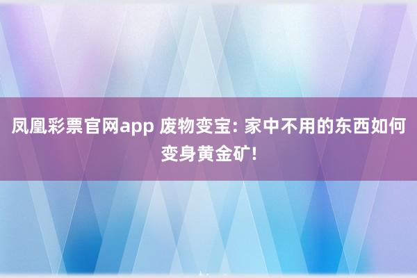 凤凰彩票官网app 废物变宝: 家中不用的东西如何变身黄金矿!