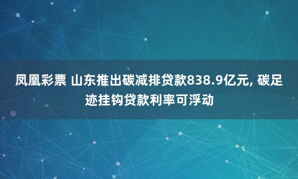 凤凰彩票 山东推出碳减排贷款838.9亿元, 碳足迹挂钩贷款利率可浮动