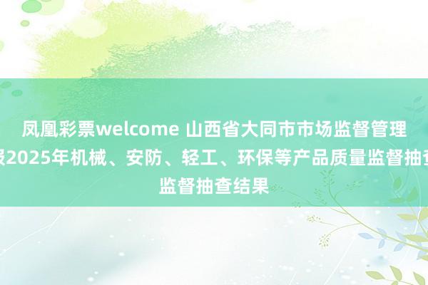 凤凰彩票welcome 山西省大同市市场监督管理局通报2025年机械、安防、轻工、环保等产品质量监督抽查结果