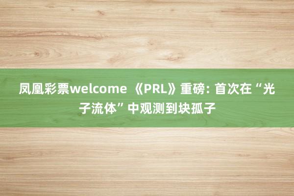 凤凰彩票welcome 《PRL》重磅: 首次在“光子流体”中观测到块孤子