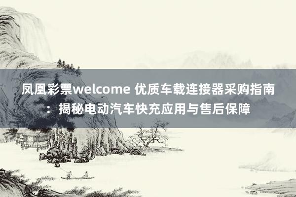 凤凰彩票welcome 优质车载连接器采购指南：揭秘电动汽车快充应用与售后保障