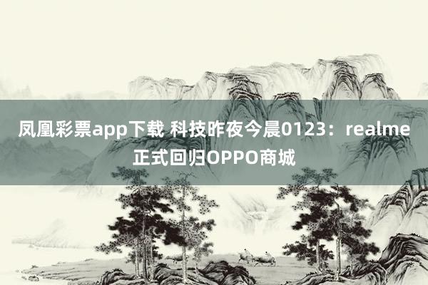 凤凰彩票app下载 科技昨夜今晨0123：realme正式回归OPPO商城