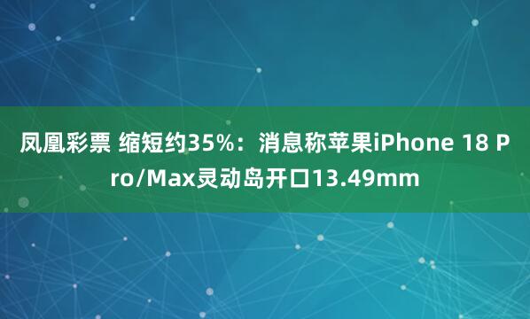凤凰彩票 缩短约35%：消息称苹果iPhone 18 Pro/Max灵动岛开口13.49mm