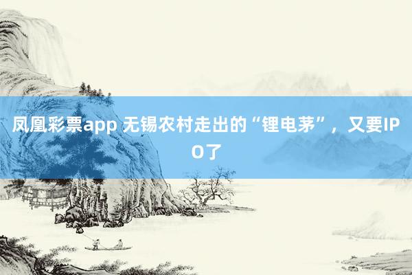 凤凰彩票app 无锡农村走出的“锂电茅”,又要IPO了