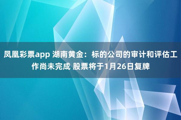凤凰彩票app 湖南黄金:标的公司的审计和评估工作尚未完成 股票将于1月26日复牌