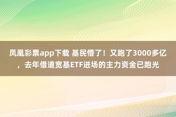 凤凰彩票app下载 基民懵了！又跑了3000多亿，去年借道宽基ETF进场的主力资金已跑光