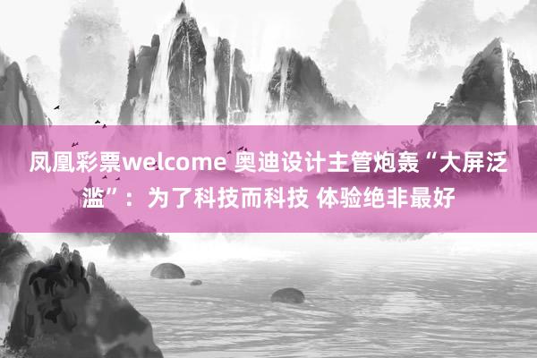 凤凰彩票welcome 奥迪设计主管炮轰“大屏泛滥”:为了科技而科技 体验绝非最好