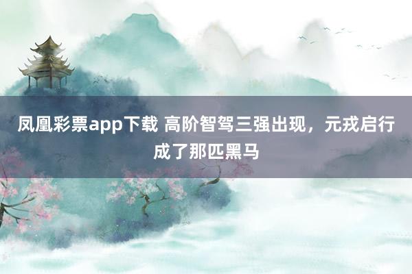 凤凰彩票app下载 高阶智驾三强出现,元戎启行成了那匹黑马
