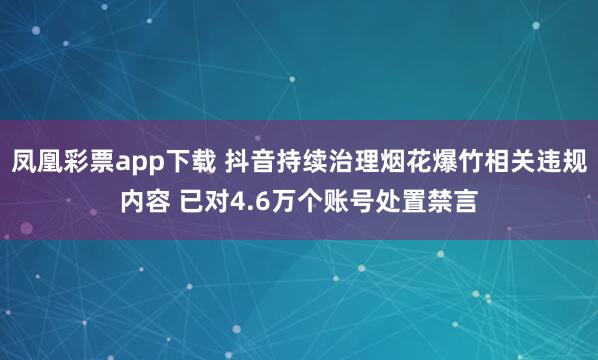 凤凰彩票app下载 抖音持续治理烟花爆竹相关违规内容 已对4.6万个账号处置禁言