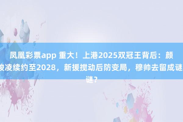 凤凰彩票app 重大!上港2025双冠王背后:颜骏凌续约至2028,新援搅动后防变局,穆帅去留成谜?