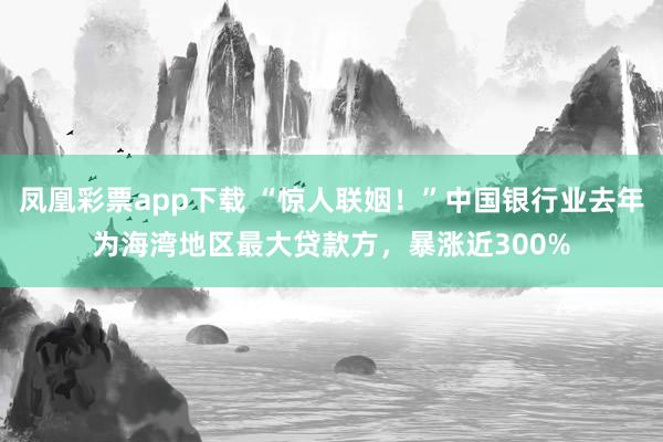 凤凰彩票app下载 “惊人联姻！”中国银行业去年为海湾地区最大贷款方，暴涨近300%