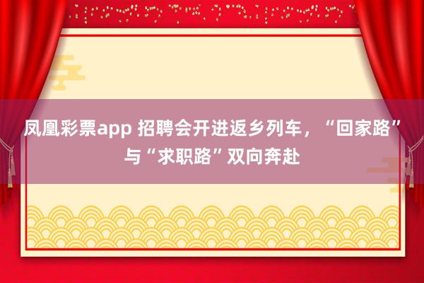 凤凰彩票app 招聘会开进返乡列车，“回家路”与“求职路”双向奔赴