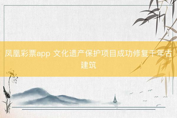 凤凰彩票app 文化遗产保护项目成功修复千年古建筑