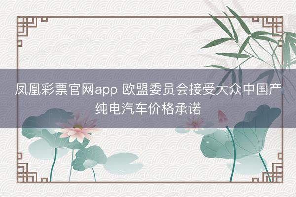凤凰彩票官网app 欧盟委员会接受大众中国产纯电汽车价格承诺